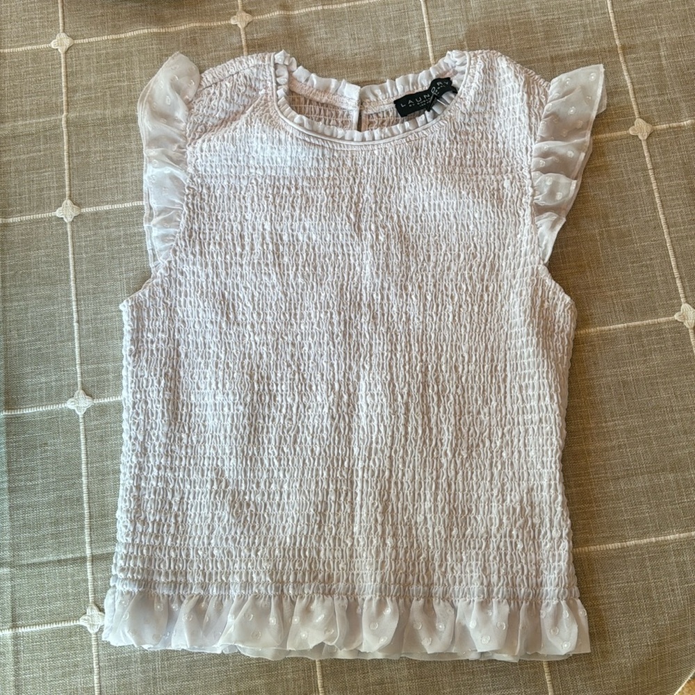 Laundry by Shelli Segal Smocked Top Blouse White